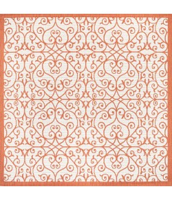 Jonathany Santa Monica SMB107L Cream/Orange Area Rug 5 ft. 3 in. X 5 ft. 3 in. Square