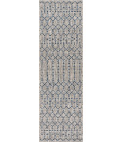 Jonathany Santa Monica SMB108A Light Gray/Navy Area Rug 2 ft. 2 in. X 8 ft. Runner