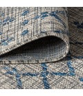 SANTA MONICA Area Rug Ourika Moroccan Geometric Textured Weave Light Gray/Navy 5' Round Indoor/Outdoor Area Rug