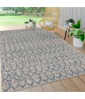 SANTA MONICA Area Rug Ourika Moroccan Geometric Textured Weave Light Gray/Navy 4 ft. x 6 ft. Indoor/Outdoor Area Rug