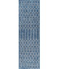 SANTA MONICA Area Rug Ourika Moroccan Geometric Textured Weave Navy/Light Gray 2 ft. x 10 ft. Indoor/Outdoor Runner Rug