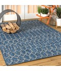 SANTA MONICA Area Rug Ourika Moroccan Geometric Textured Weave Navy/Light Gray 5 ft. x 8 ft. Indoor/Outdoor Area Rug