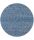 Ourika Moroccan Geometric Textured Weave Navy/Light Gray 5' Round Indoor/Outdoor Area Rug