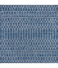 Ourika Moroccan Geometric Textured Weave Navy/Light Gray 5' Square Indoor/Outdoor Area Rug