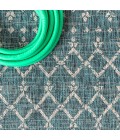 SANTA MONICA Area Rug Ourika Moroccan Geometric Textured Weave Teal/Gray 4 ft. x 6 ft. Indoor/Outdoor Area Rug