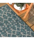 SANTA MONICA Area Rug Ourika Moroccan Geometric Textured Weave Teal/Gray 4 ft. x 6 ft. Indoor/Outdoor Area Rug