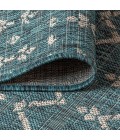 SANTA MONICA Area Rug Ourika Moroccan Geometric Textured Weave Teal/Gray 5' Round Indoor/Outdoor Area Rug