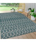 SANTA MONICA Area Rug Ourika Moroccan Geometric Textured Weave Teal/Gray 4 ft. x 6 ft. Indoor/Outdoor Area Rug