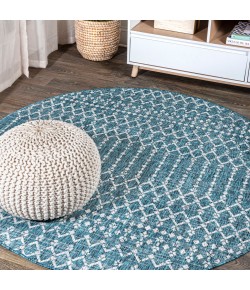 Jonathany Santa Monica SMB108C Teal/Gray Area Rug 5 ft. 3 in. X 5 ft. 3 in. Round