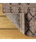 SANTA MONICA Area Rug Ourika Moroccan Geometric Textured Weave Natural/Black 5' Square Indoor/Outdoor Area Rug