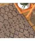 SANTA MONICA Area Rug Ourika Moroccan Geometric Textured Weave Natural/Black 5' Square Indoor/Outdoor Area Rug