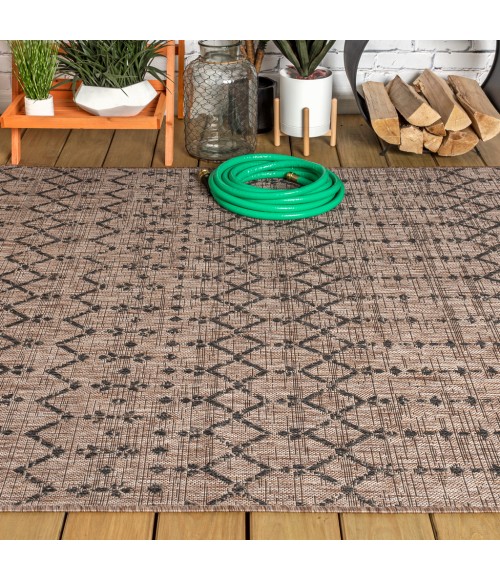 Ourika Moroccan Geometric Textured Weave Natural/Black 9 ft. x 12 ft. Indoor/Outdoor Area Rug