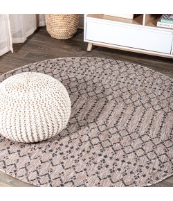 Jonathany Santa Monica SMB108D Natural/Black Area Rug 5 ft. 3 in. X 5 ft. 3 in. Round
