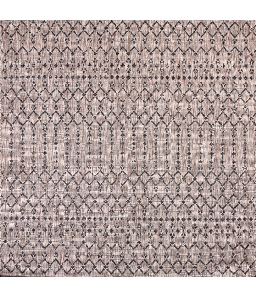 SANTA MONICA Area Rug Ourika Moroccan Geometric Textured Weave Natural/Black 5' Square Indoor/Outdoor Area Rug