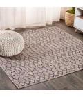 SANTA MONICA Area Rug Ourika Moroccan Geometric Textured Weave Natural/Black 5' Square Indoor/Outdoor Area Rug