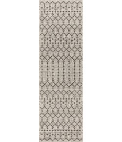 Jonathany Santa Monica SMB108E Light Gray/Black Area Rug 2 ft. 2 in. X 10 ft. Runner