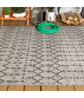 SANTA MONICA Area Rug Ourika Moroccan Geometric Textured Weave Light Gray/Black 3 ft. x 5 ft. Indoor/Outdoor Area Rug