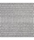Ourika Moroccan Geometric Textured Weave Light Gray/Black 5' Square Indoor/Outdoor Area Rug