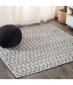 Jonathany Santa Monica SMB108E Light Gray/Black Area Rug 5 ft. 3 in. X 5 ft. 3 in. Square