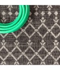 SANTA MONICA Area Rug Ourika Moroccan Geometric Textured Weave Black/Gray 5' Square Indoor/Outdoor Area Rug