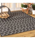 SANTA MONICA Area Rug Ourika Moroccan Geometric Textured Weave Black/Gray 8 ft. x 10 ft. Indoor/Outdoor Area Rug