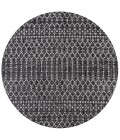 SANTA MONICA Area Rug Ourika Moroccan Geometric Textured Weave Black/Gray 5' Round Indoor/Outdoor Area Rug
