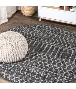 Jonathany Santa Monica SMB108F Black/Gray Area Rug 5 ft. 3 in. X 5 ft. 3 in. Round