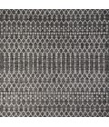 SANTA MONICA Area Rug Ourika Moroccan Geometric Textured Weave Black/Gray 5' Square Indoor/Outdoor Area Rug