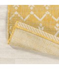 SANTA MONICA Area Rug Ourika Moroccan Geometric Textured Weave Yellow/Cream 5' Square Indoor/Outdoor Area Rug