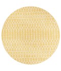 SANTA MONICA Area Rug Ourika Moroccan Geometric Textured Weave Yellow/Cream 5' Round Indoor/Outdoor Area Rug