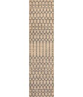 Ourika Moroccan Geometric Textured Weave Beige/Navy 2 ft. x 8 ft. Indoor/Outdoor Runner Rug