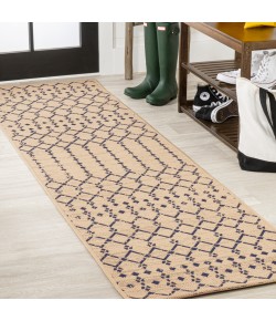 Jonathany Santa Monica SMB108H Beige/Navy Area Rug 2 ft. 2 in. X 8 ft. Runner