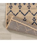Ourika Moroccan Geometric Textured Weave Beige/Navy 5' Square Indoor/Outdoor Area Rug