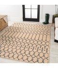 Ourika Moroccan Geometric Textured Weave Beige/Navy 3 ft. x 5 ft. Indoor/Outdoor Area Rug