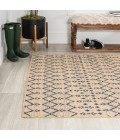 Ourika Moroccan Geometric Textured Weave Beige/Navy 3 ft. x 5 ft. Indoor/Outdoor Area Rug