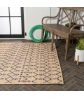 Ourika Moroccan Geometric Textured Weave Beige/Navy 3 ft. x 5 ft. Indoor/Outdoor Area Rug