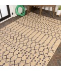 Ourika Moroccan Geometric Textured Weave Beige/Navy 3 ft. x 5 ft. Indoor/Outdoor Area Rug