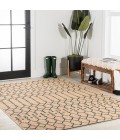Ourika Moroccan Geometric Textured Weave Beige/Navy 3 ft. x 5 ft. Indoor/Outdoor Area Rug