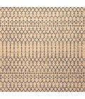 Ourika Moroccan Geometric Textured Weave Beige/Navy 5' Square Indoor/Outdoor Area Rug