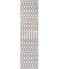Ourika Moroccan Geometric Textured Weave Cream/Black 2 ft. x 10 ft. Indoor/Outdoor Runner Rug