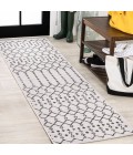 Ourika Moroccan Geometric Textured Weave Cream/Black 2 ft. x 10 ft. Indoor/Outdoor Runner Rug