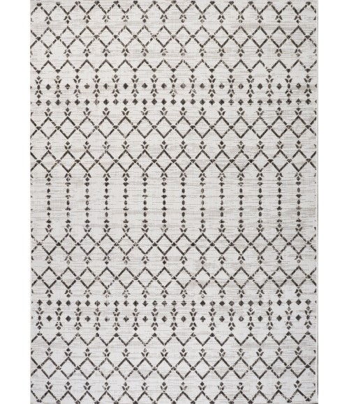 Ourika Moroccan Geometric Textured Weave Cream/Black 5 ft. x 8 ft. Indoor/Outdoor Area Rug