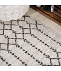 Ourika Moroccan Geometric Textured Weave Cream/Black 5' Square Indoor/Outdoor Area Rug