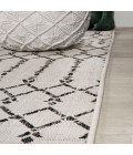Ourika Moroccan Geometric Textured Weave Cream/Black 5' Square Indoor/Outdoor Area Rug