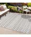 Ourika Moroccan Geometric Textured Weave Cream/Black 5 ft. x 8 ft. Indoor/Outdoor Area Rug