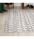 Ourika Moroccan Geometric Textured Weave Cream/Black 5 ft. x 8 ft. Indoor/Outdoor Area Rug