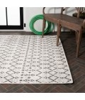 Ourika Moroccan Geometric Textured Weave Cream/Black 5 ft. x 8 ft. Indoor/Outdoor Area Rug