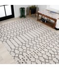 Ourika Moroccan Geometric Textured Weave Cream/Black 5 ft. x 8 ft. Indoor/Outdoor Area Rug