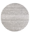 Ourika Moroccan Geometric Textured Weave Cream/Black 5' Round Indoor/Outdoor Area Rug