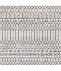 Ourika Moroccan Geometric Textured Weave Cream/Black 5' Square Indoor/Outdoor Area Rug